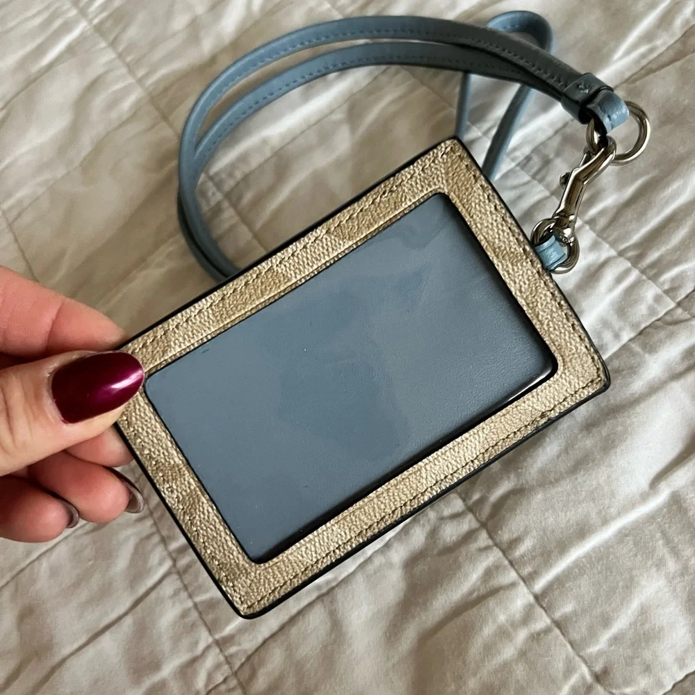 Coach Blue and Tan Lanyard Card Holder wallet - Picture 3 of 6